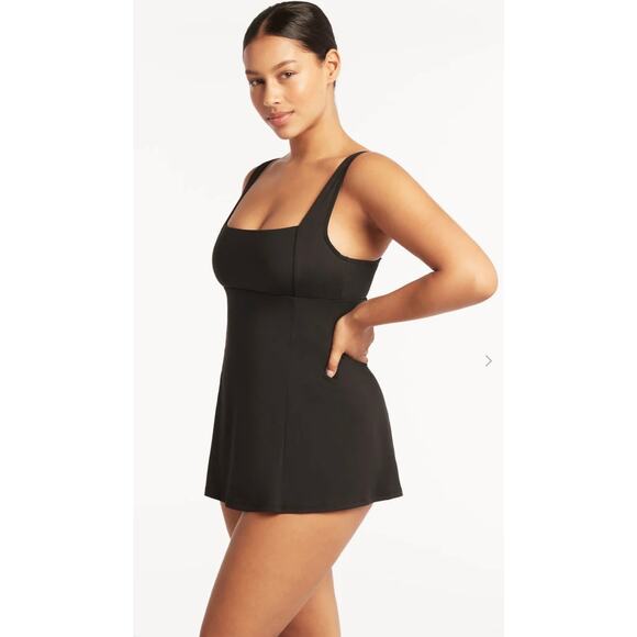 Sea Level Eco Essentials Square
Neck Swim Dress, Black / AU12/US8 (New) - Picture 3 of 8